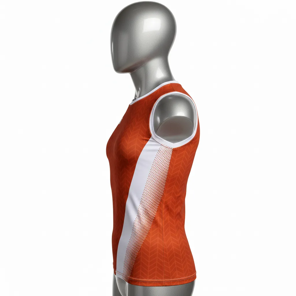 Custom Flag Football Sleeveless Flag Football Jersey - White - Copper Chevron - Side View - Kinexa Sportswear