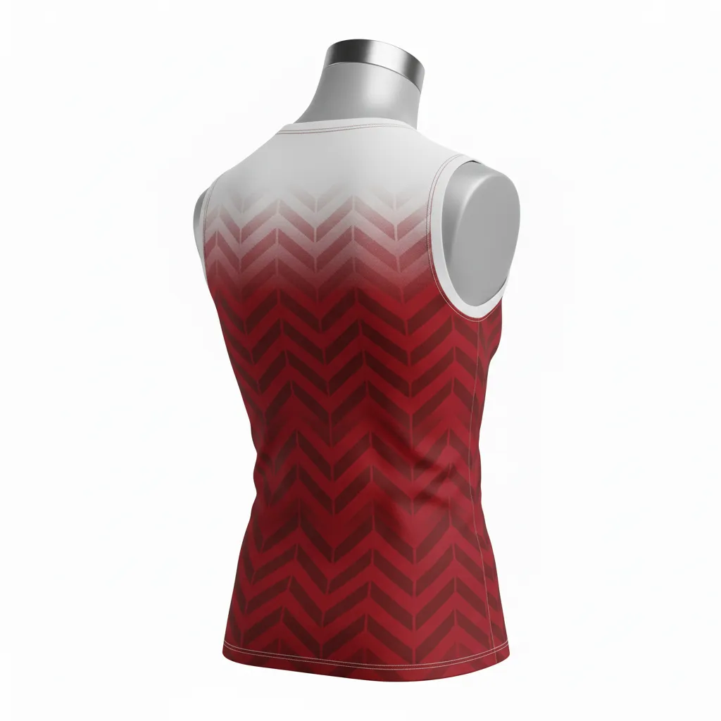 Custom Flag Football Sleeveless Flag Football Jersey - White - Crimson Chevron - Back View - Kinexa Sportswear