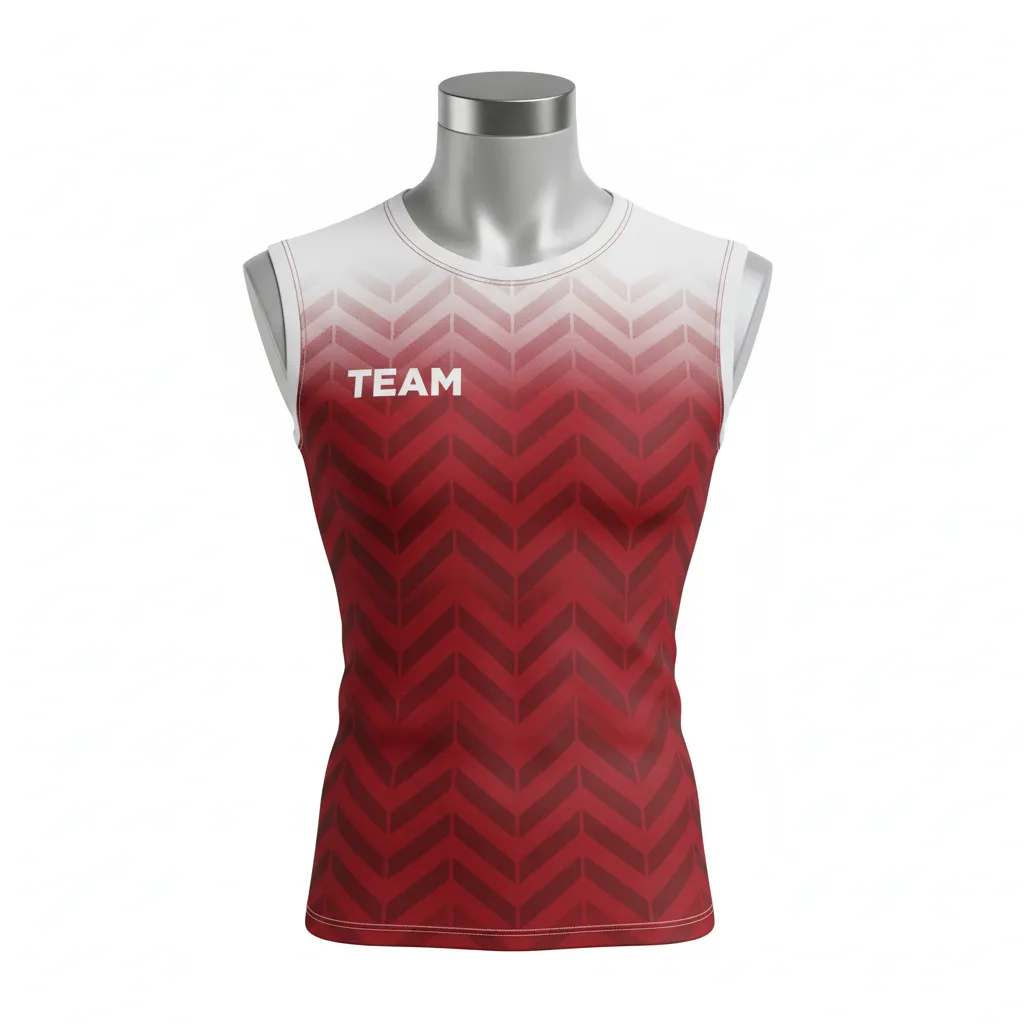 Custom Flag Football Sleeveless Flag Football Jersey - White - Crimson Chevron - Front View - Kinexa Sportswear