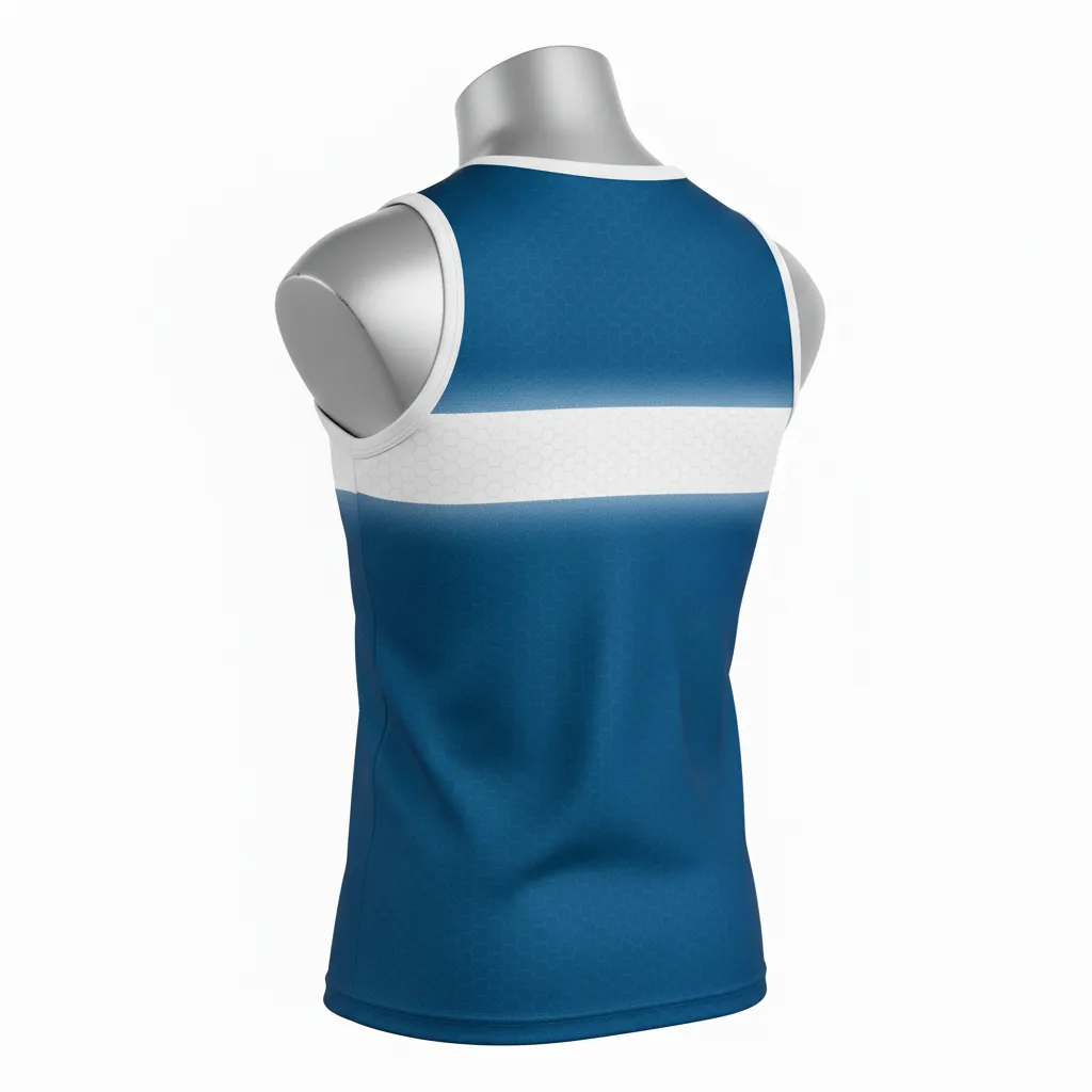 Custom Flag Football Sleeveless Flag Football Jersey - White - Cyan Honeycomb - Back View - Kinexa Sportswear