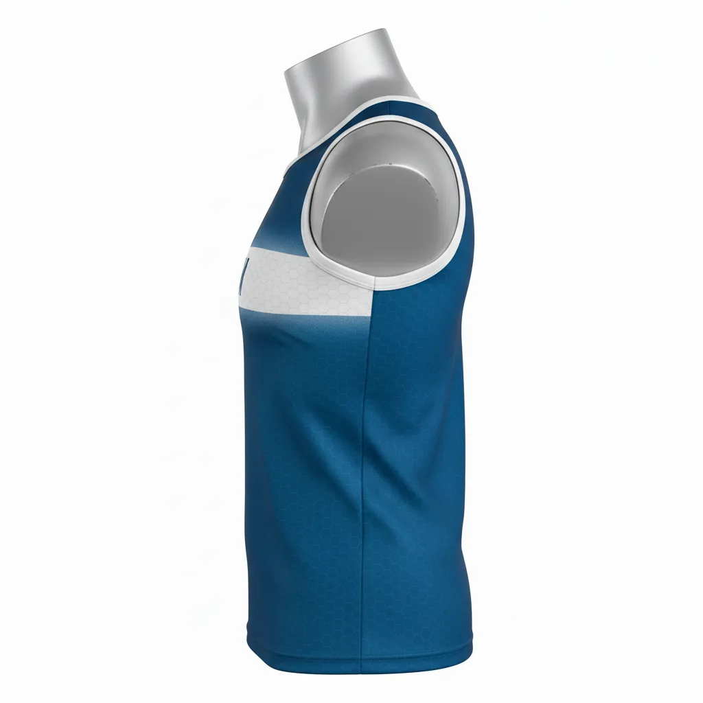 Custom Flag Football Sleeveless Flag Football Jersey - White - Cyan Honeycomb - Side View - Kinexa Sportswear