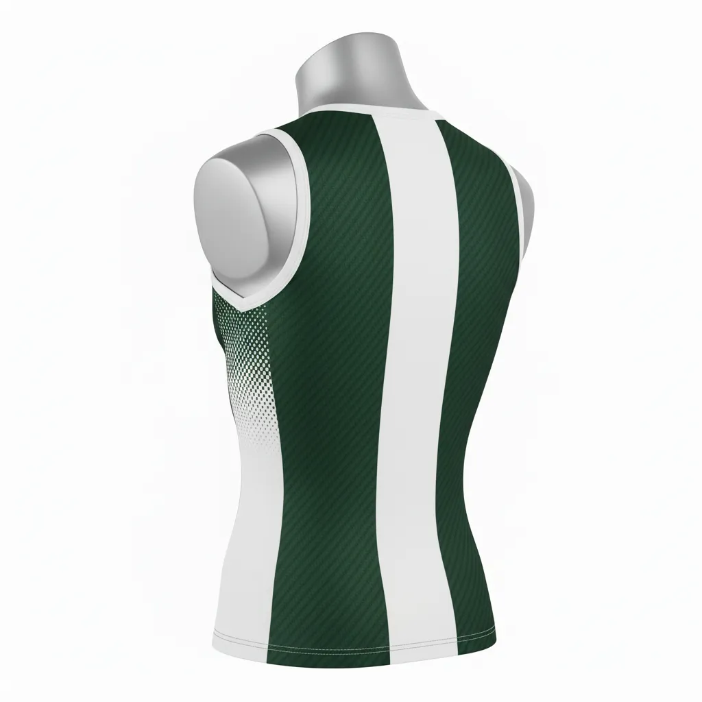 Custom Flag Football Sleeveless Flag Football Jersey - Green, White - Dark Carbon - Back View - Kinexa Sportswear