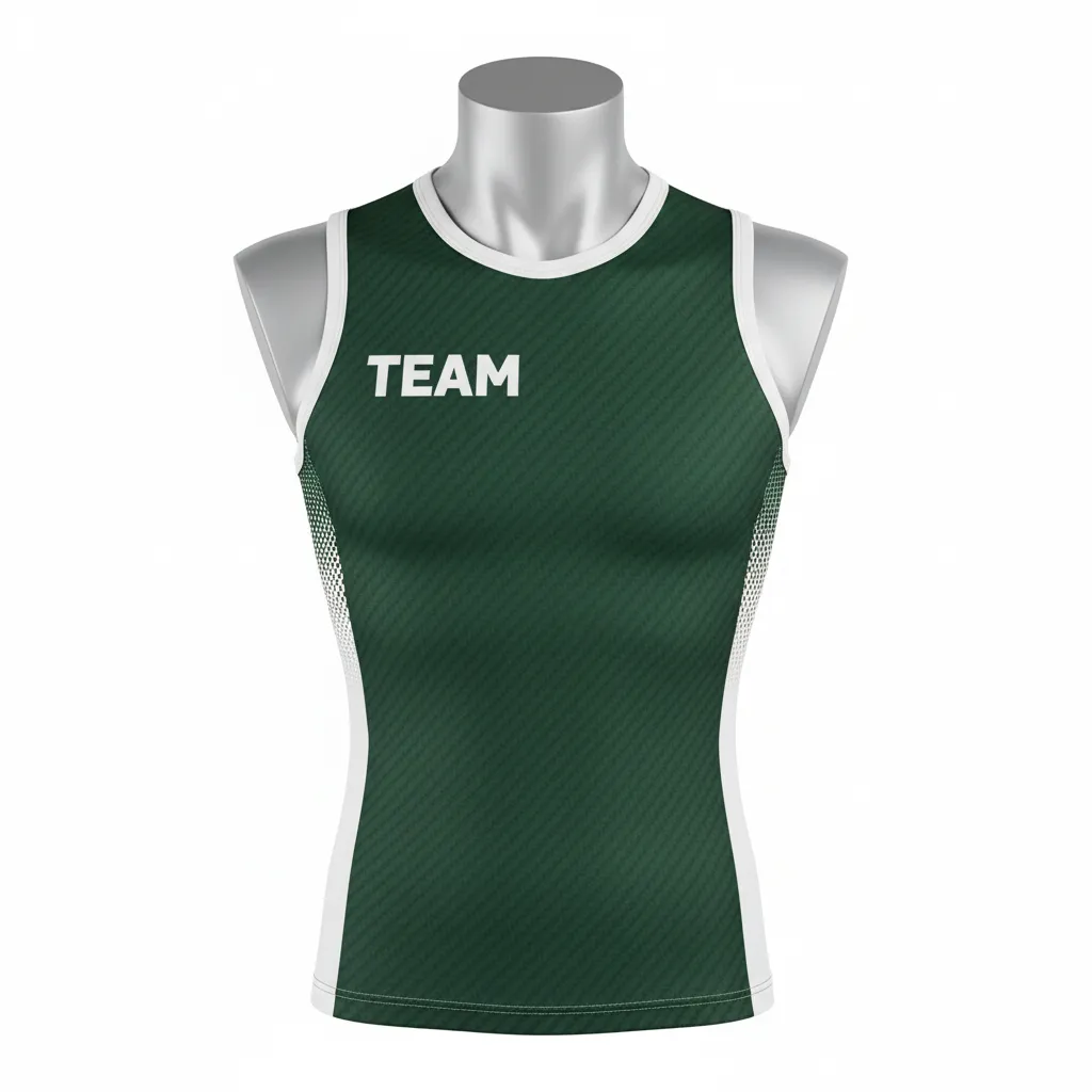 Custom Flag Football Sleeveless Flag Football Jersey - Green, White - Dark Carbon - Front View - Kinexa Sportswear