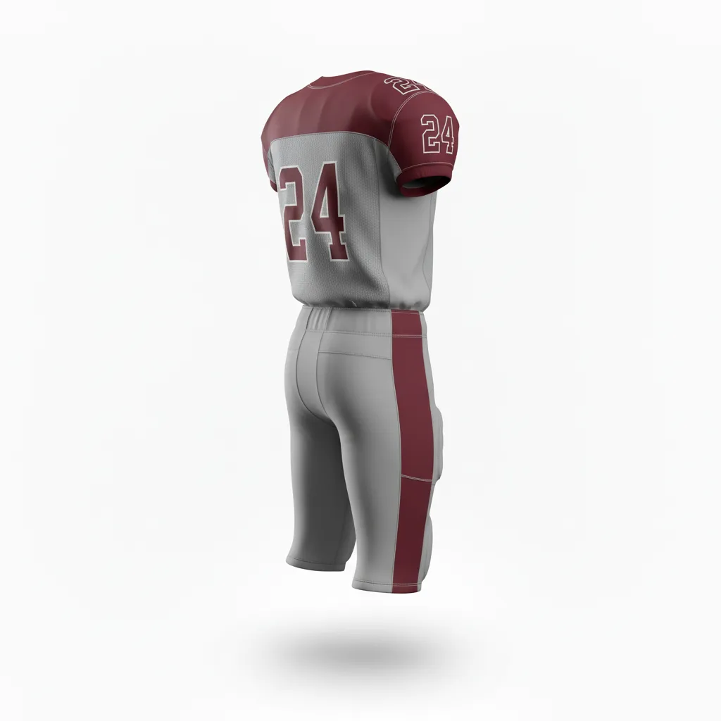 Custom Football Alternate Football Uniforms - Maroon - Anthracite Shoulder - Back View - Kinexa Sportswear