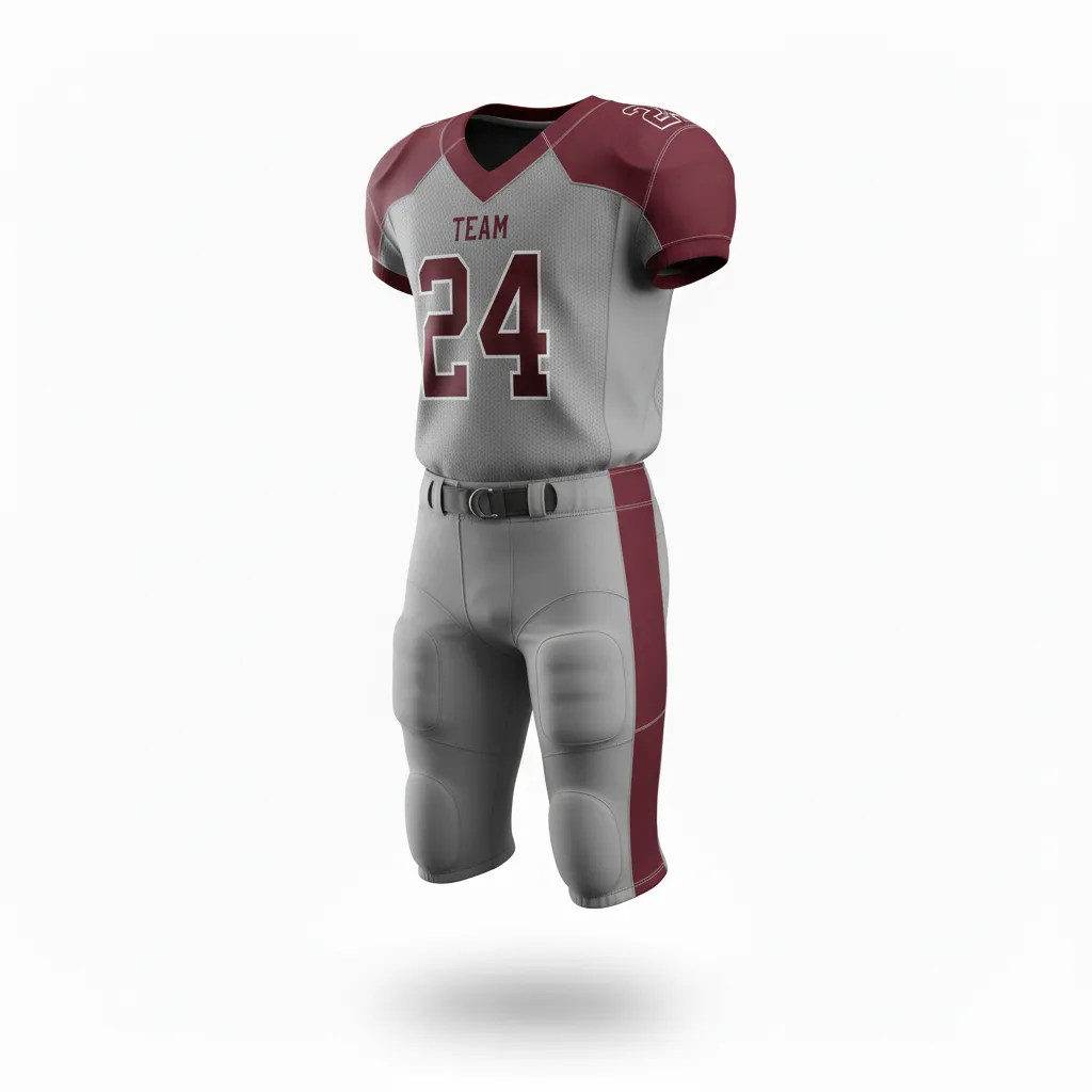 Custom Football Alternate Football Uniforms - Maroon - Anthracite Shoulder - Front View - Kinexa Sportswear