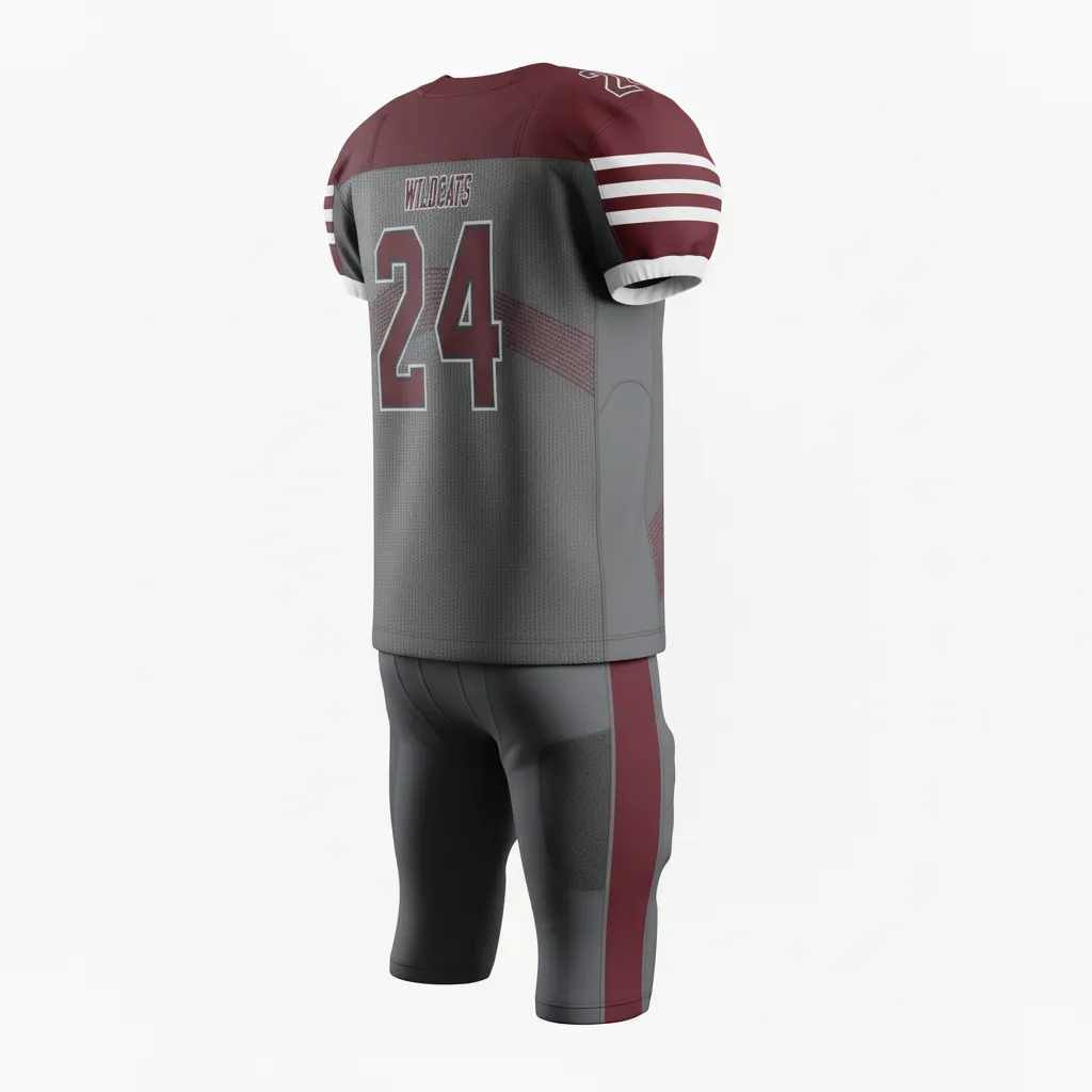 Custom Football Alternate Football Uniforms - Red, White - Anthracite Split Design - Back View - Kinexa Sportswear