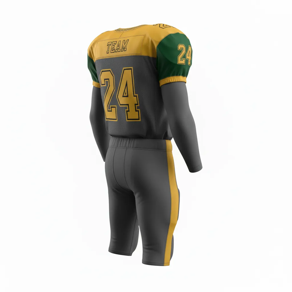 Custom Football Alternate Football Uniforms - Gold - Anthracite Vegas Celtic Knot - Back View - Kinexa Sportswear