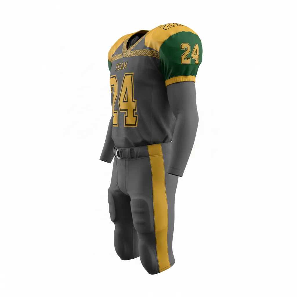 Custom Football Alternate Football Uniforms - Gold - Anthracite Vegas Celtic Knot - Side View - Kinexa Sportswear