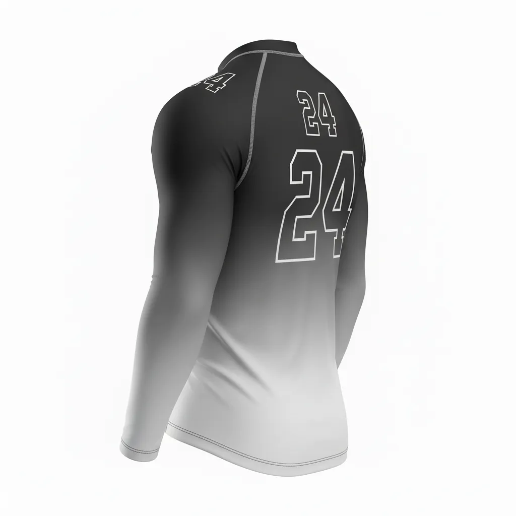 Custom Football Compression Shirt - Black, Grey, White - Gradient Ombre - Back View - Kinexa Sportswear