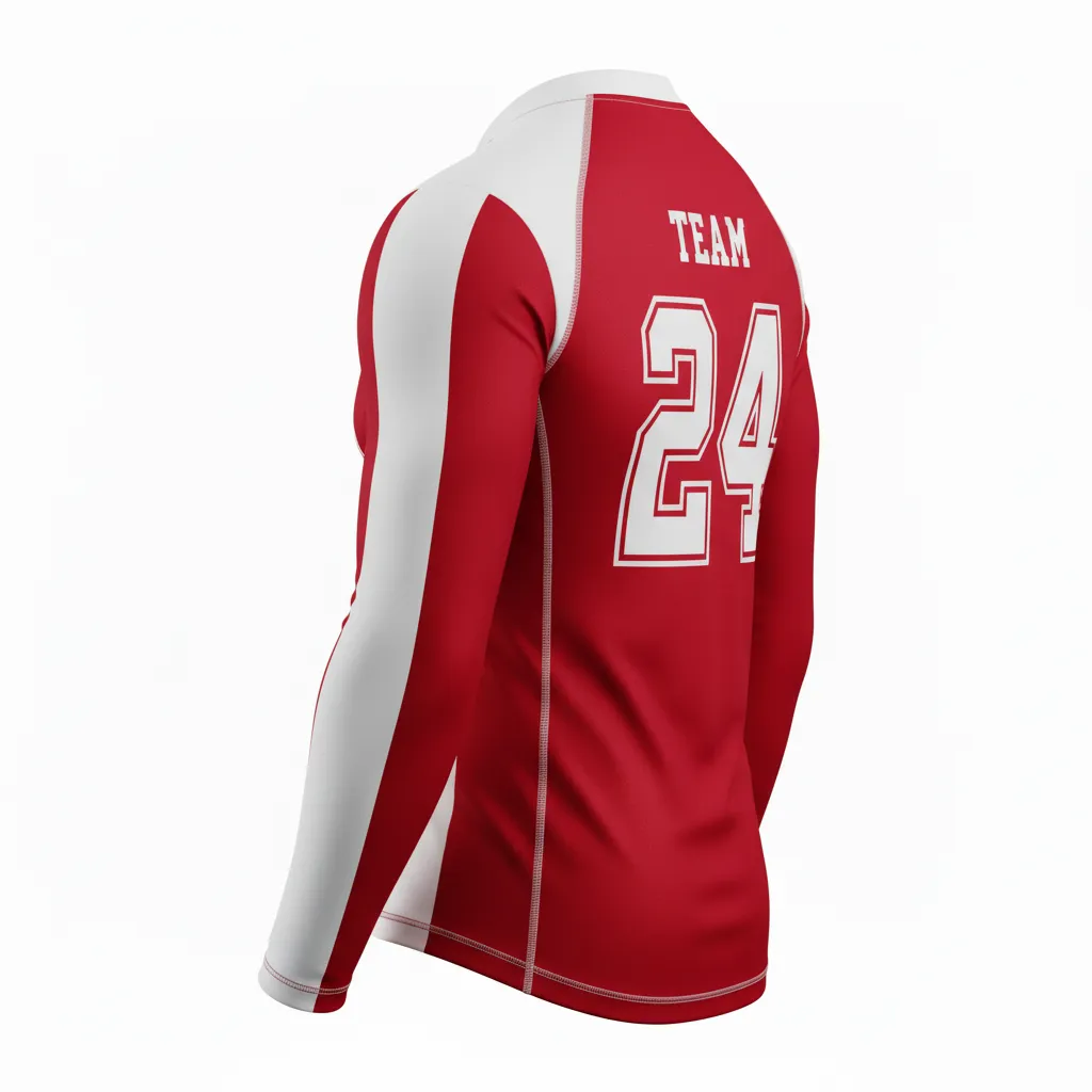 Custom Football Compression Shirt - White - Cardinal Shoulder Hem Stripe - Back View - Kinexa Sportswear