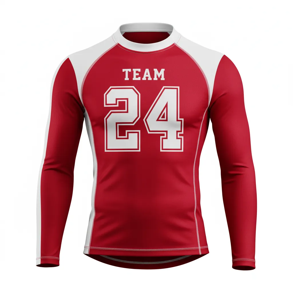 Custom Football Compression Shirt - White - Cardinal Shoulder Hem Stripe - Front View - Kinexa Sportswear