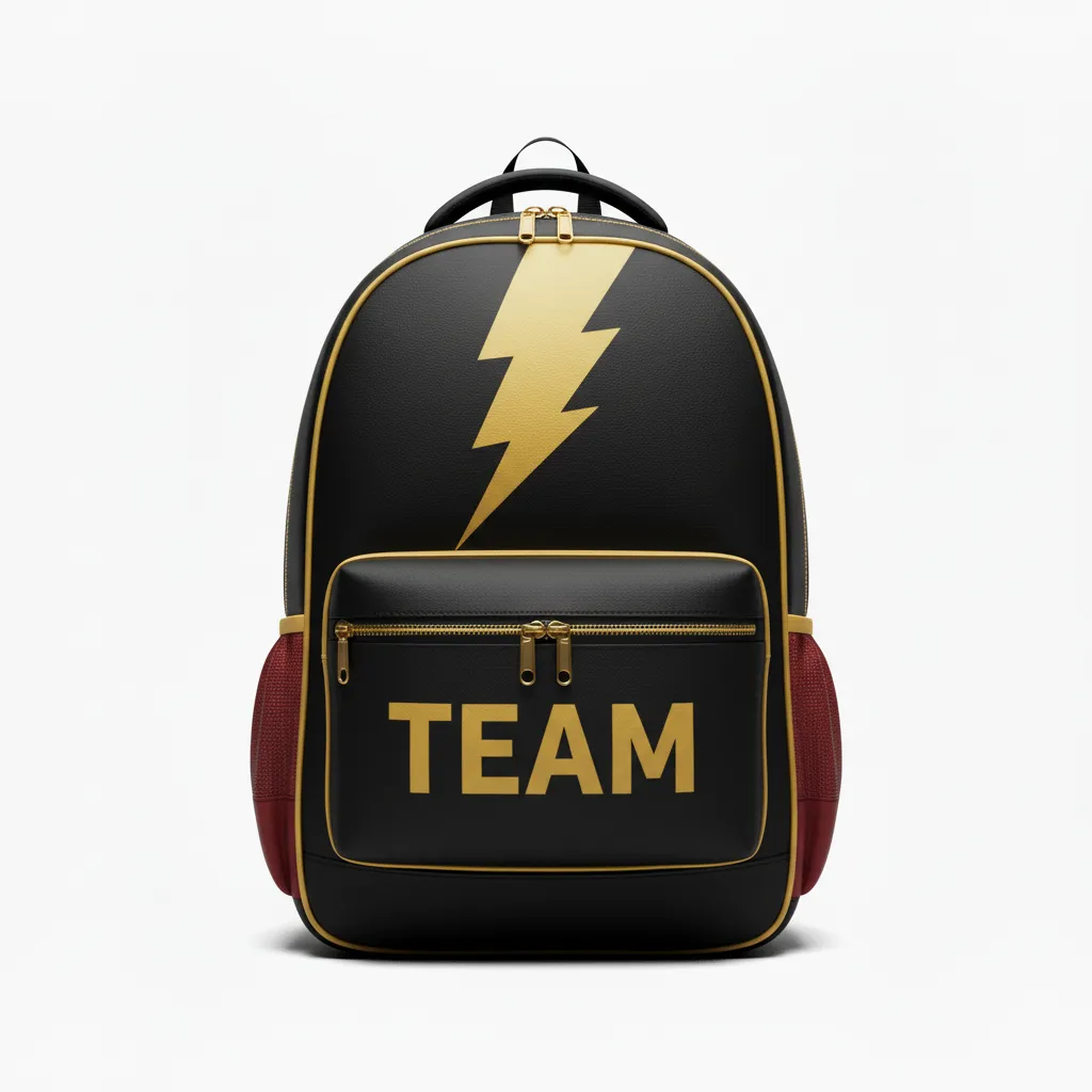 Custom Football Duffle Bag - Black, Gold - Vegas Lightning Bolt - Front View - Kinexa Sportswear