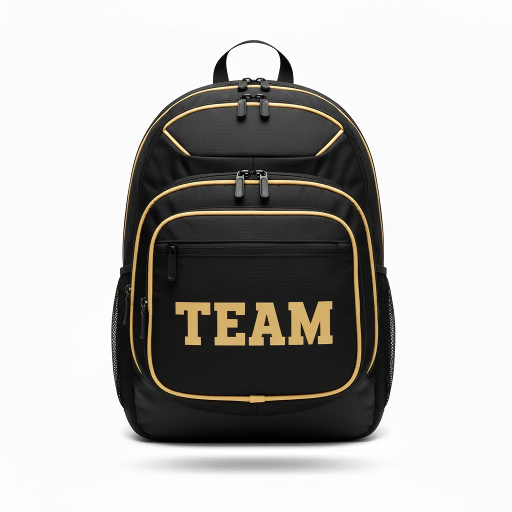 Custom Football Duffle Bag - Black, Gold - Vegas Side Panel - Front View - Kinexa Sportswear