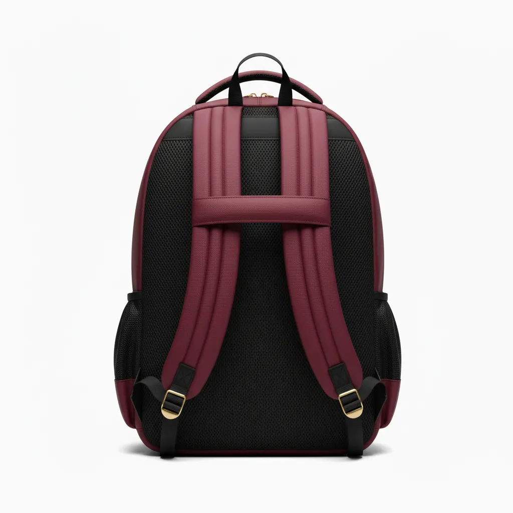 Custom Football Duffle Bag - Burgundy, Gold - Vegas Triple Stripe - Back View - Kinexa Sportswear