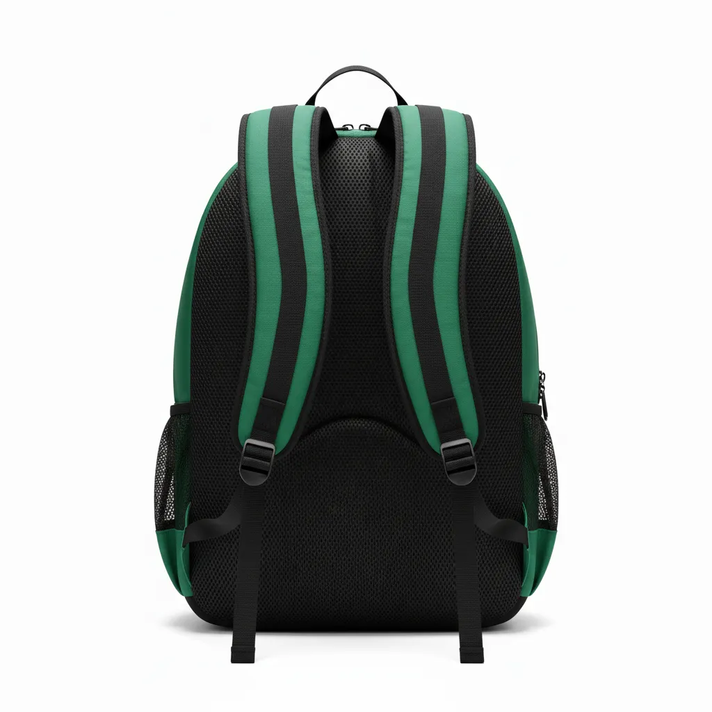 Custom Football Duffle Bag - Green, White - Forest Triple Stripe - Back View - Kinexa Sportswear