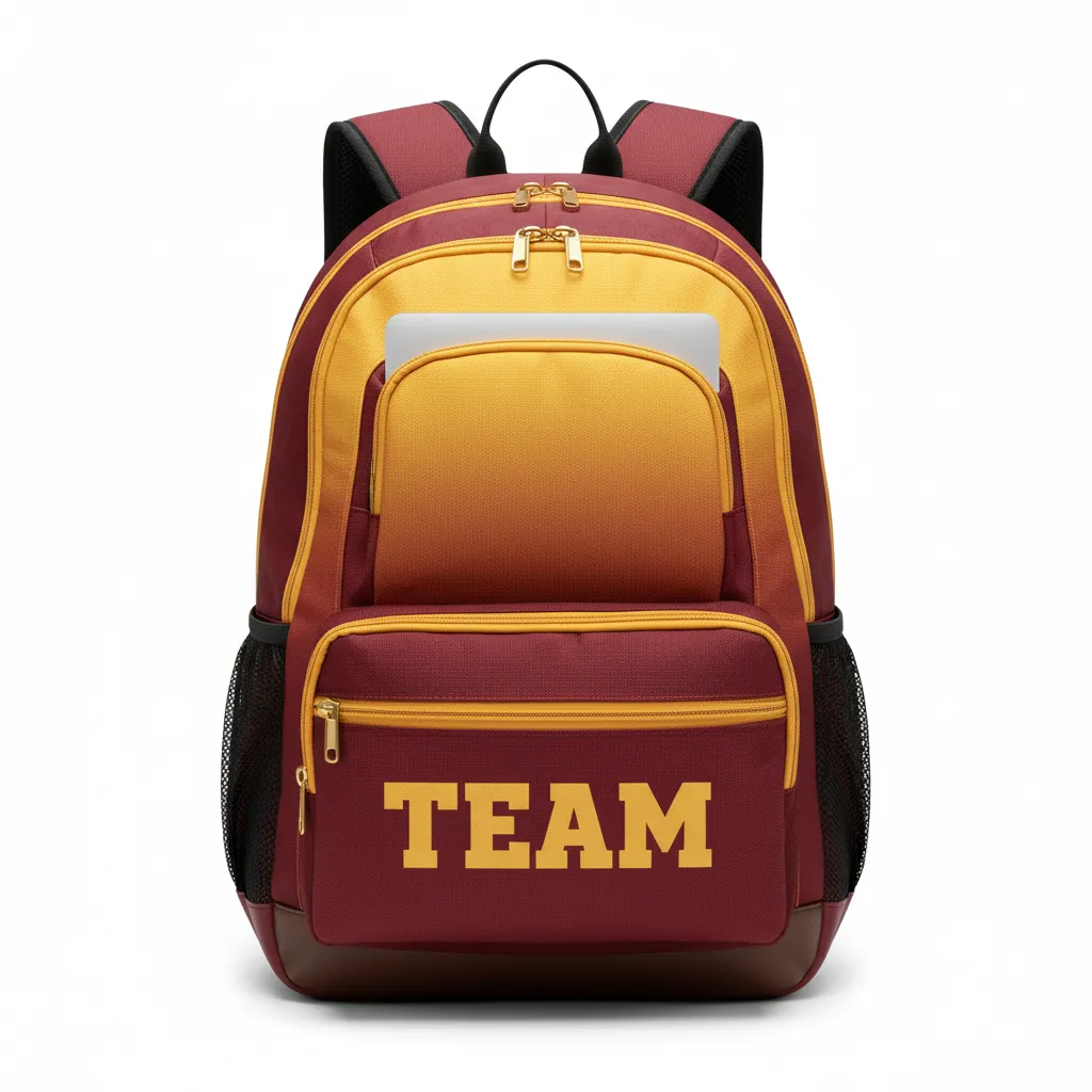 Custom Football Duffle Bag - Maroon, Gold - Vegas Gradient - Front View - Kinexa Sportswear