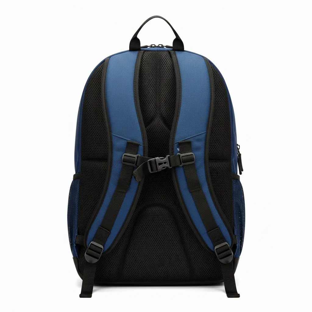 Custom Football Duffle Bag - Navy, White - Shoulder Yoke - Back View - Kinexa Sportswear