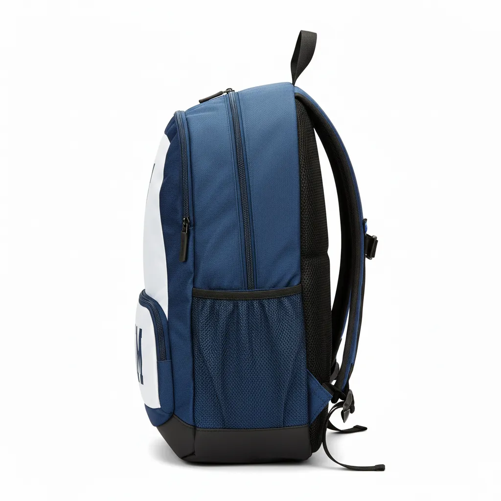 Custom Football Duffle Bag - Navy, White - Shoulder Yoke - Side View - Kinexa Sportswear