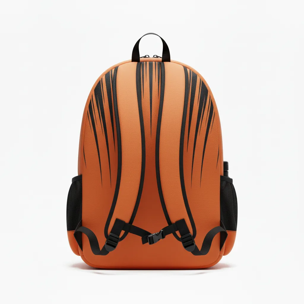 Custom Football Duffle Bag - Orange, Black - Speed Streaks - Back View - Kinexa Sportswear