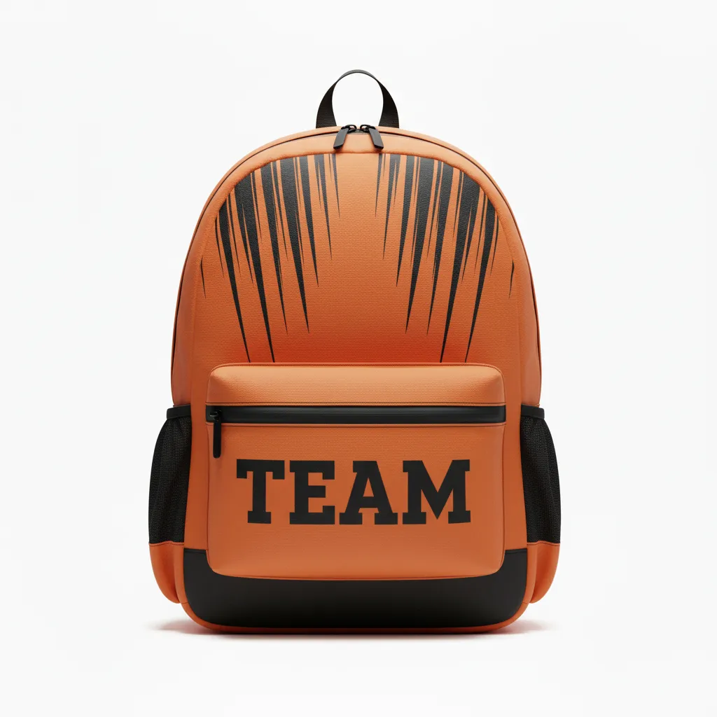 Custom Football Duffle Bag - Orange, Black - Speed Streaks - Front View - Kinexa Sportswear