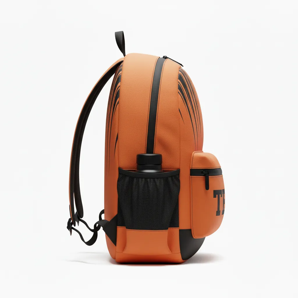 Custom Football Duffle Bag - Orange, Black - Speed Streaks - Side View - Kinexa Sportswear