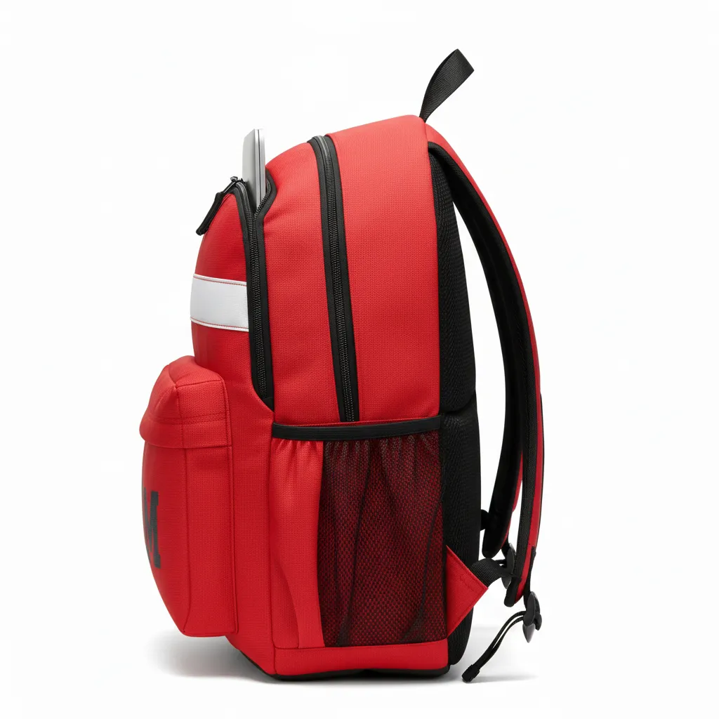 Custom Football Duffle Bag - Red, White - Chest Stripe - Side View - Kinexa Sportswear