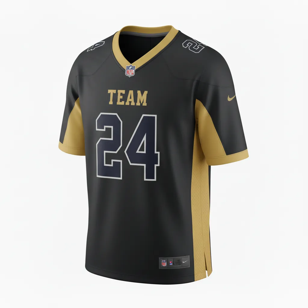 Custom Football Football Fan Jerseys - Black, Gold - Vegas Side Panel - Front View - Kinexa Sportswear