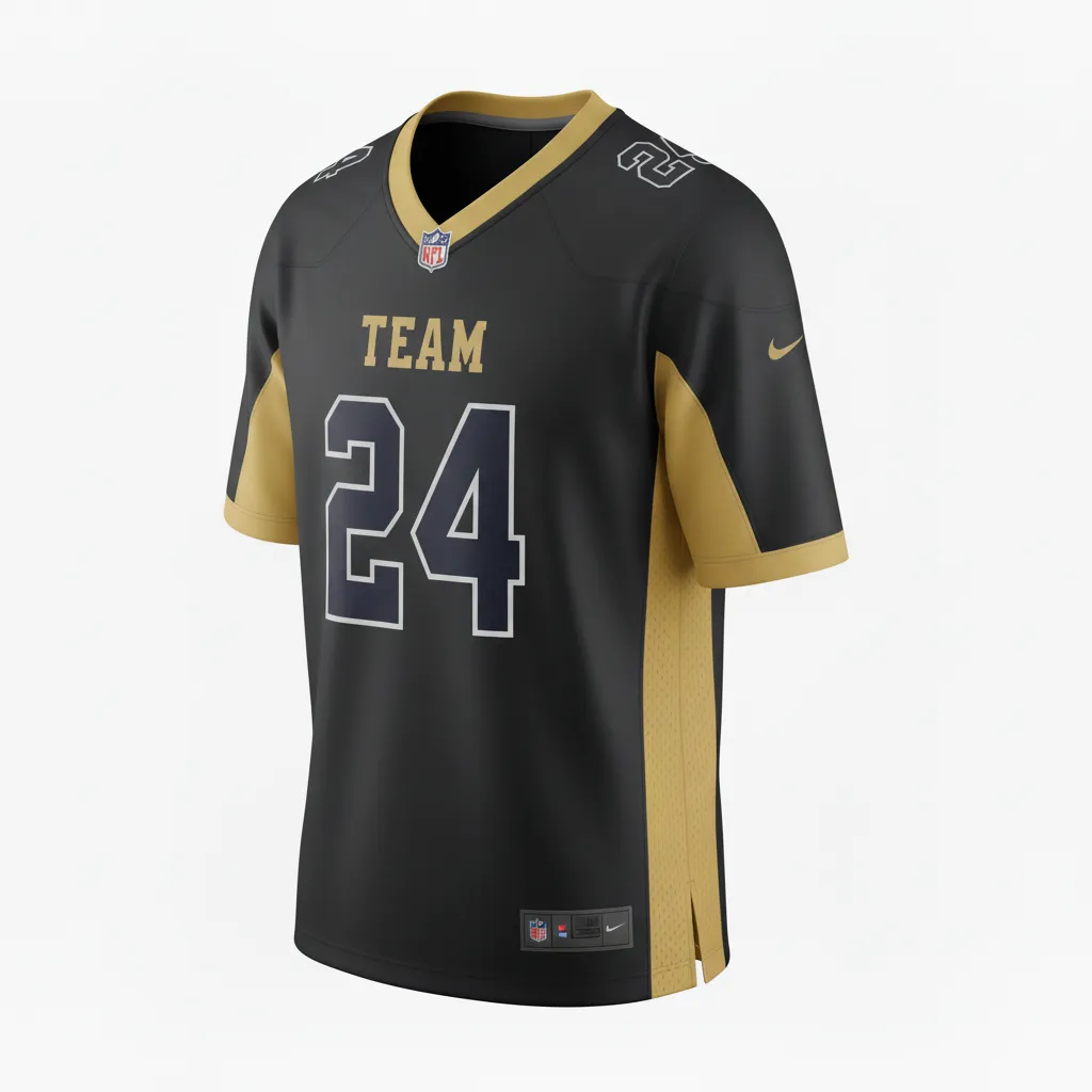 Custom Football Football Fan Jerseys - Black, Gold - Vegas Side Panel - Side View - Kinexa Sportswear