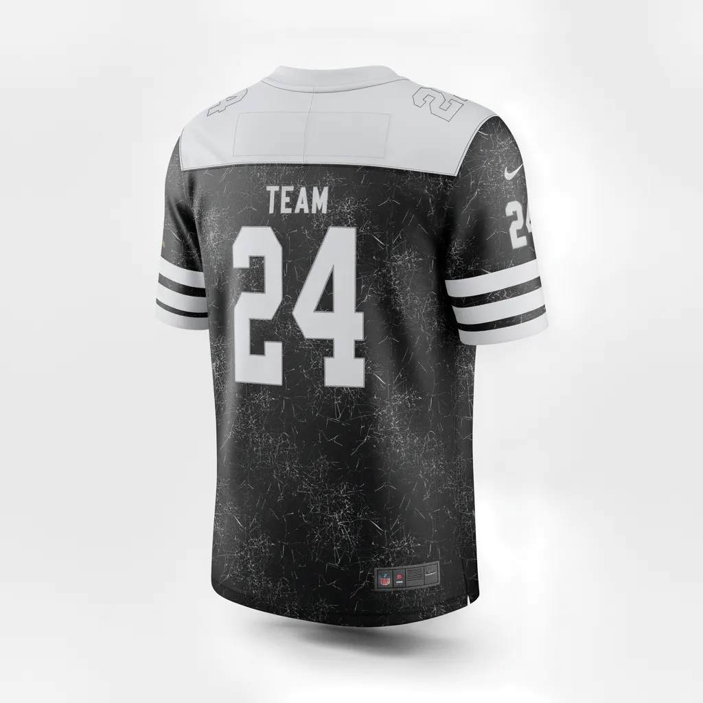Custom Football Football Fan Jerseys - Black, White - Shattered Glass - Back View - Kinexa Sportswear