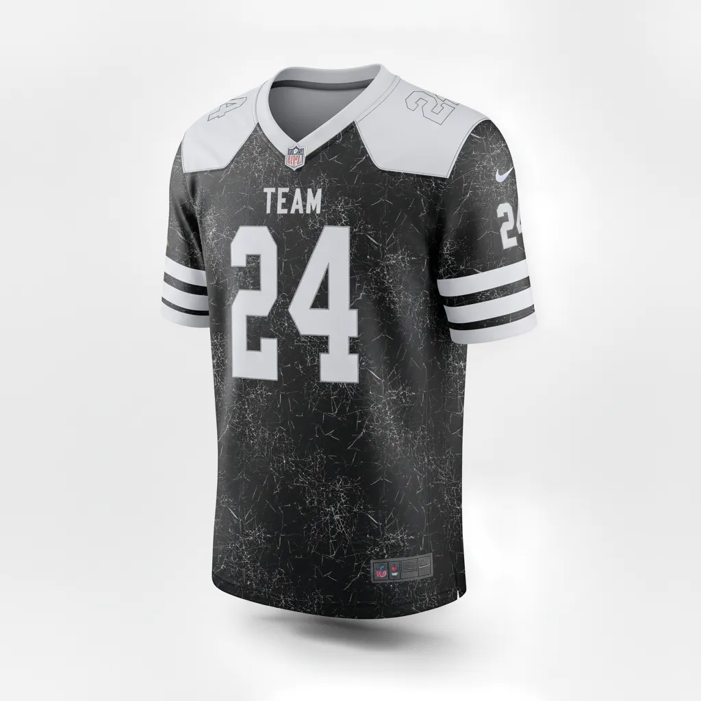 Custom Football Football Fan Jerseys - Black, White - Shattered Glass - Front View - Kinexa Sportswear
