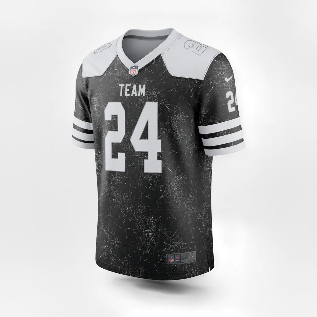 Custom Football Football Fan Jerseys - Black, White - Shattered Glass - Side View - Kinexa Sportswear