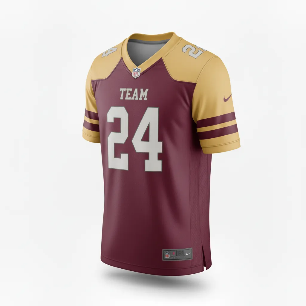 Custom Football Football Fan Jerseys - Burgundy, Gold - Vegas Triple Stripe - Side View - Kinexa Sportswear