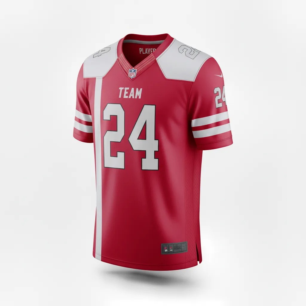 Custom Football Football Fan Jerseys - White - Cardinal Shoulder Hem Stripe - Front View - Kinexa Sportswear