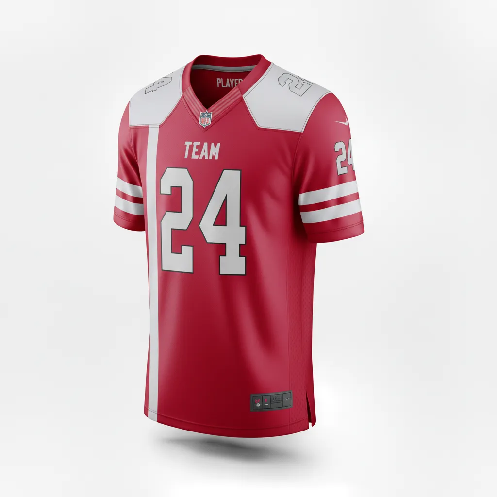 Custom Football Football Fan Jerseys - White - Cardinal Shoulder Hem Stripe - Side View - Kinexa Sportswear