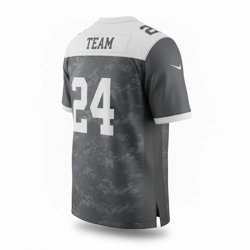 Custom Football Football Fan Jerseys - White - Charcoal Digital Camo - Back View - Kinexa Sportswear