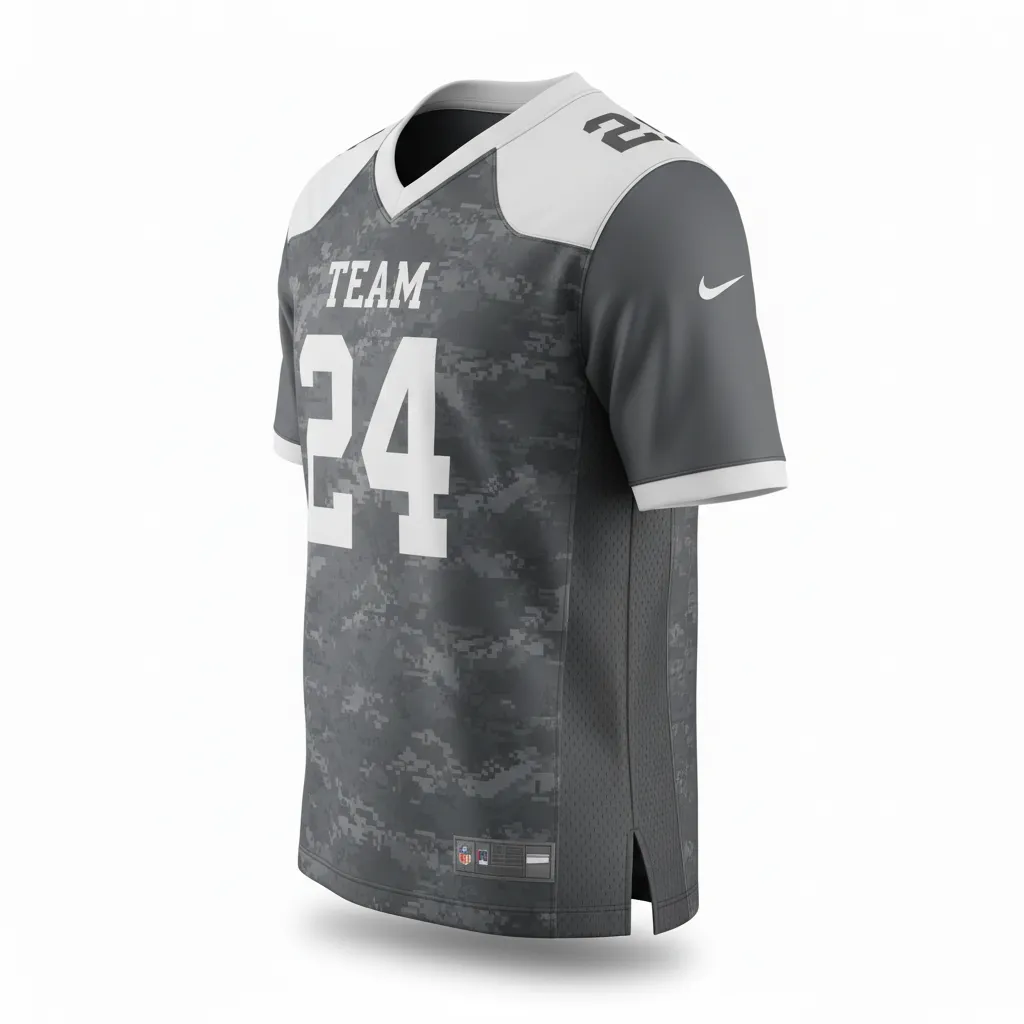 Custom Football Football Fan Jerseys - White - Charcoal Digital Camo - Side View - Kinexa Sportswear
