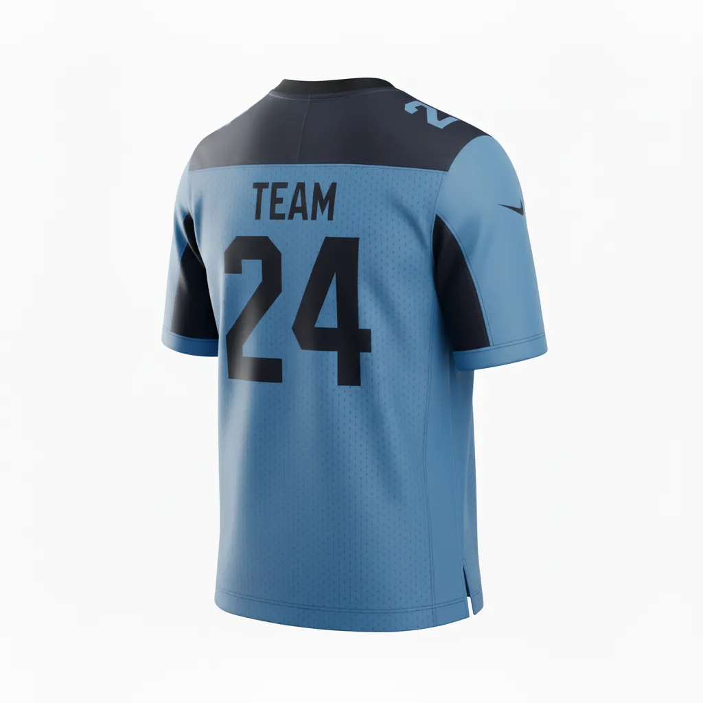 Custom Football Football Fan Jerseys - Blue, Navy - Columbia Hexagon - Back View - Kinexa Sportswear