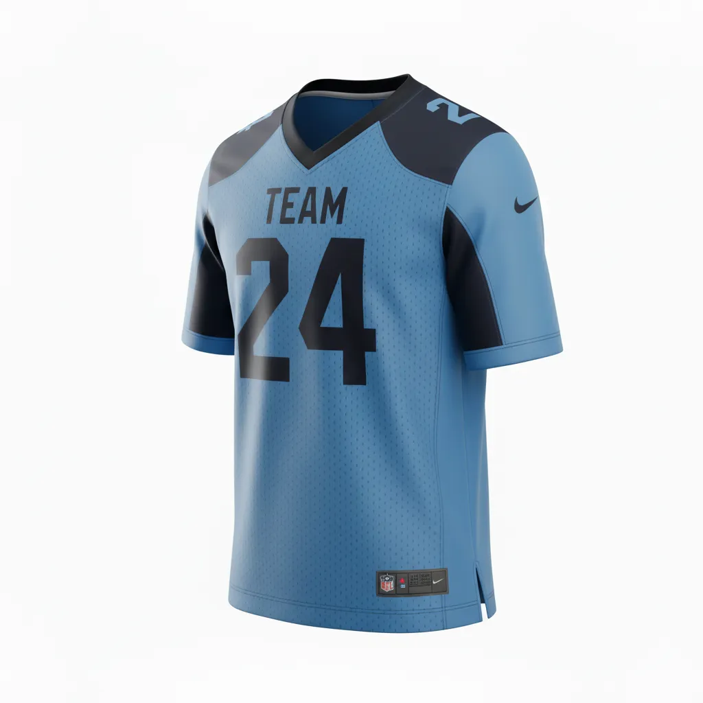 Custom Football Football Fan Jerseys - Blue, Navy - Columbia Hexagon - Side View - Kinexa Sportswear
