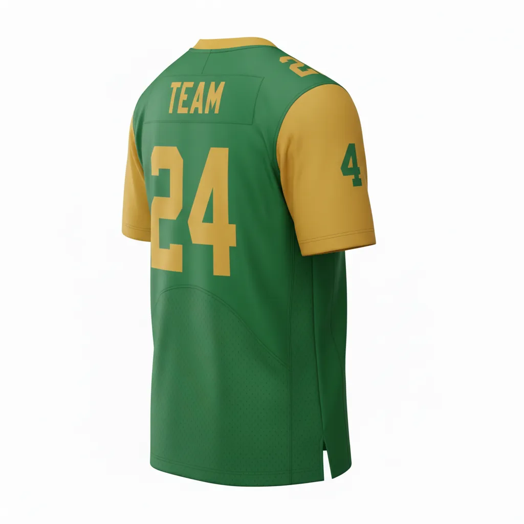 Custom Football Football Fan Jerseys - Green, Gold - Kelly Vegas Shoulder Fade - Back View - Kinexa Sportswear