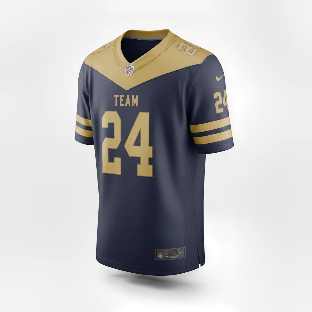 Custom Football Football Fan Jerseys - Navy, Gold - Vegas Chevron - Side View - Kinexa Sportswear