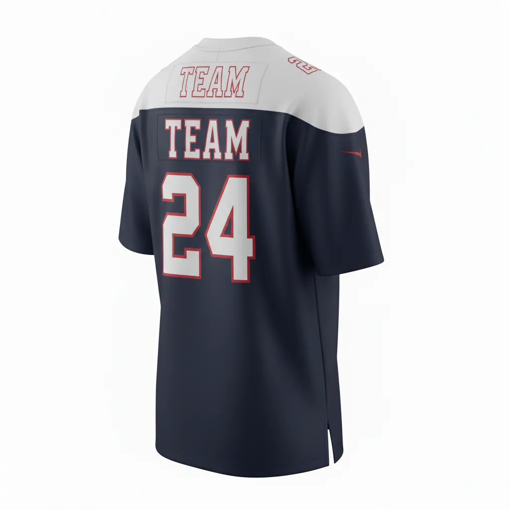 Custom Football Football Fan Jerseys - Navy, White - Shoulder Yoke - Back View - Kinexa Sportswear
