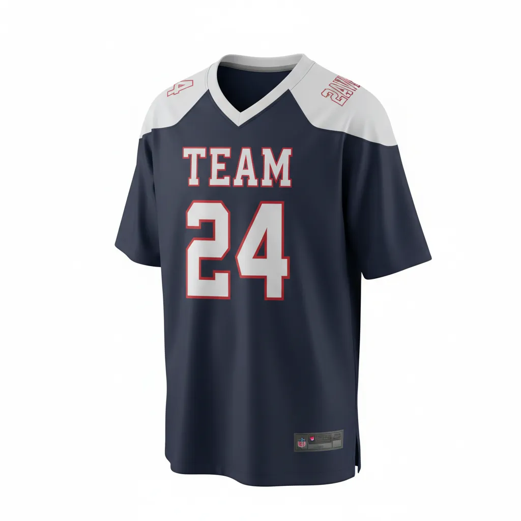 Custom Football Football Fan Jerseys - Navy, White - Shoulder Yoke - Front View - Kinexa Sportswear