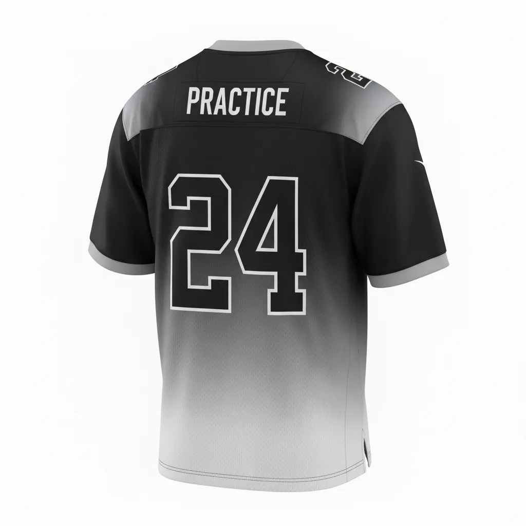 Custom Football Football Practice Jerseys - Black, Grey, White - Gradient Ombre - Back View - Kinexa Sportswear