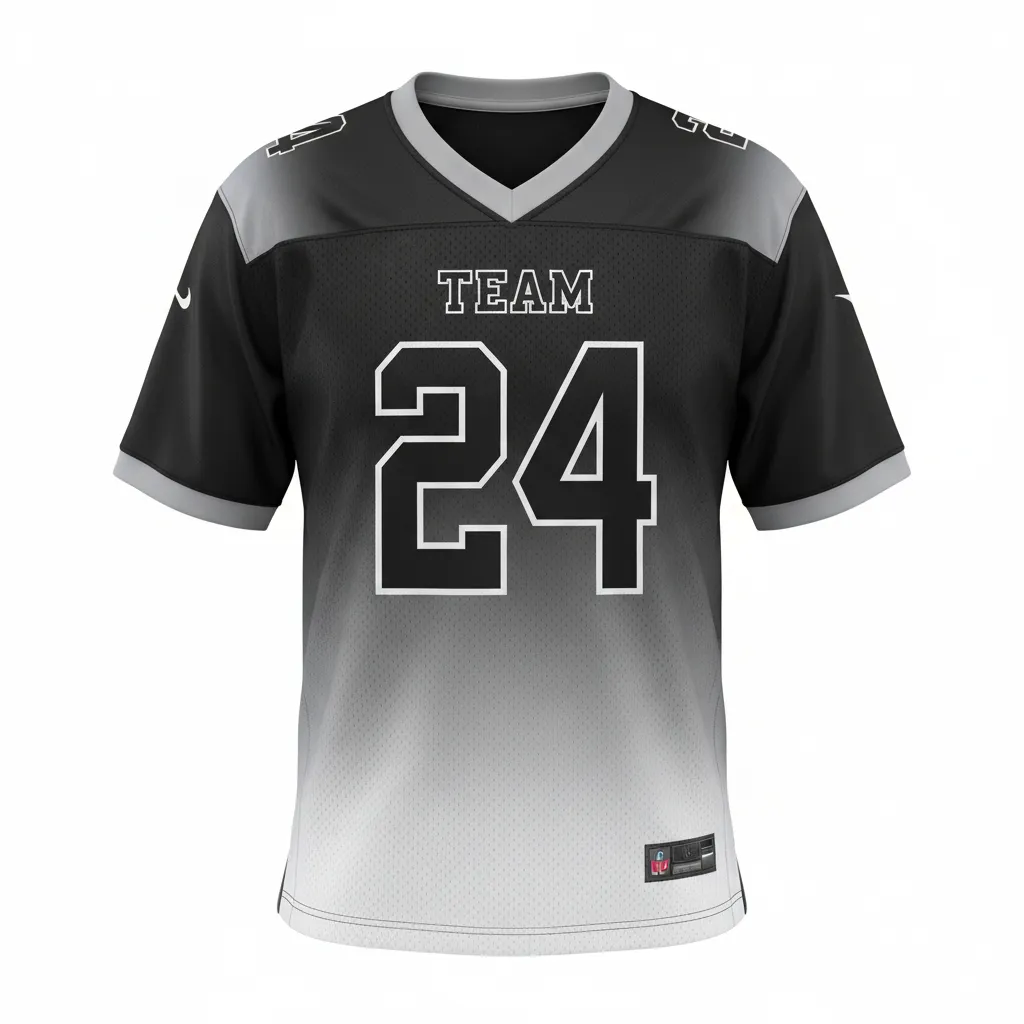 Custom Football Football Practice Jerseys - Black, Grey, White - Gradient Ombre - Front View - Kinexa Sportswear