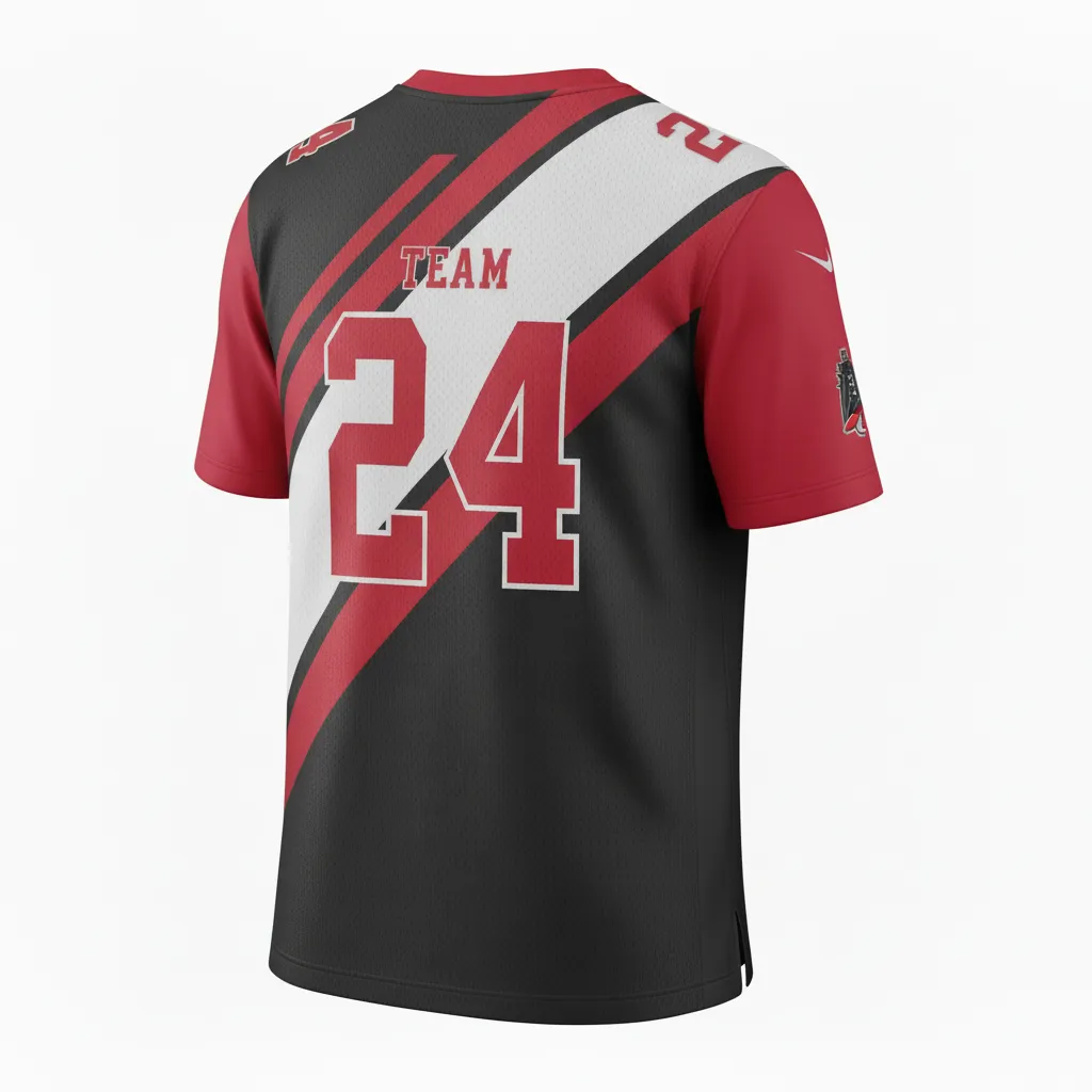 Custom Football Football Practice Jerseys - Black, Red, White - Tricolor - Back View - Kinexa Sportswear