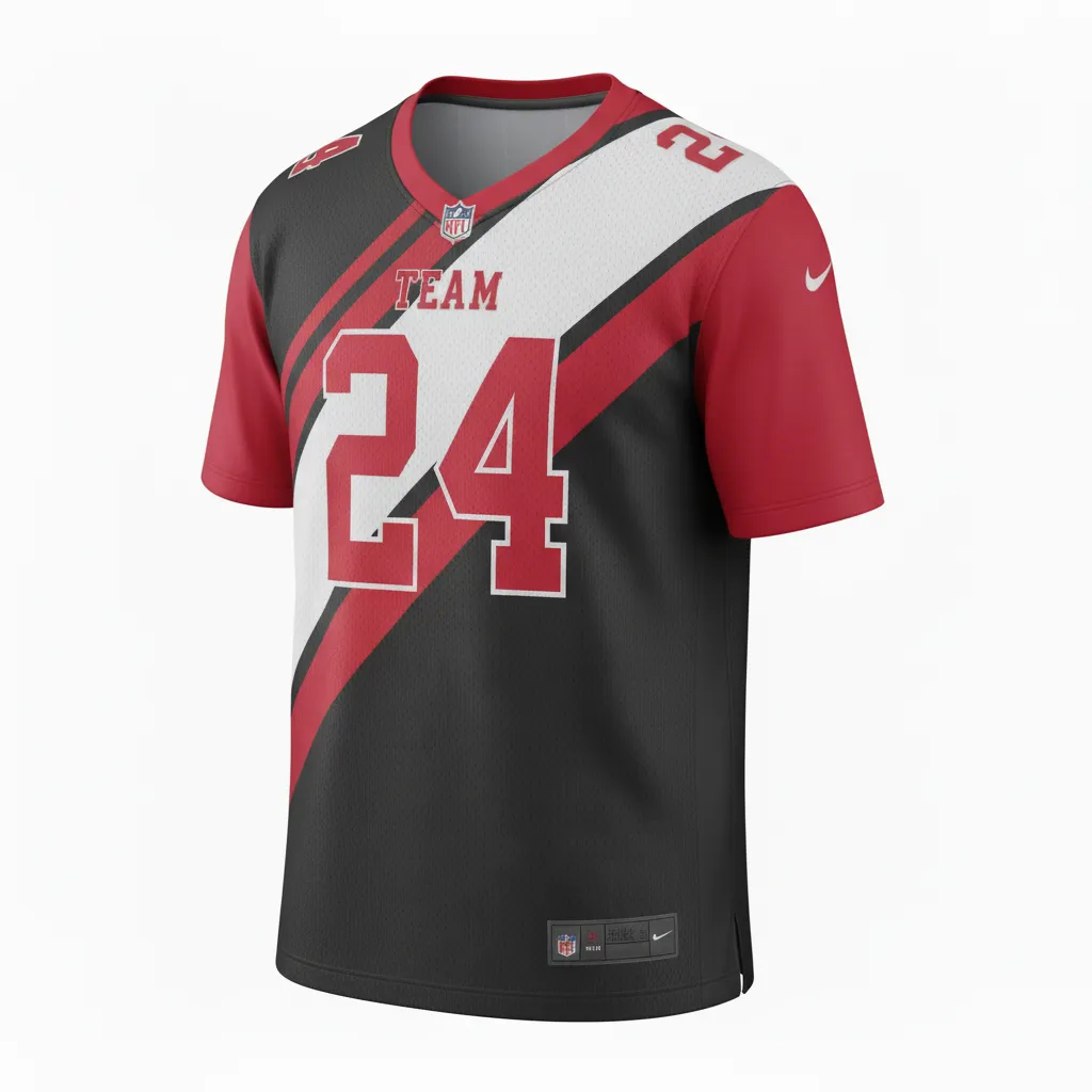 Custom Football Football Practice Jerseys - Black, Red, White - Tricolor - Side View - Kinexa Sportswear
