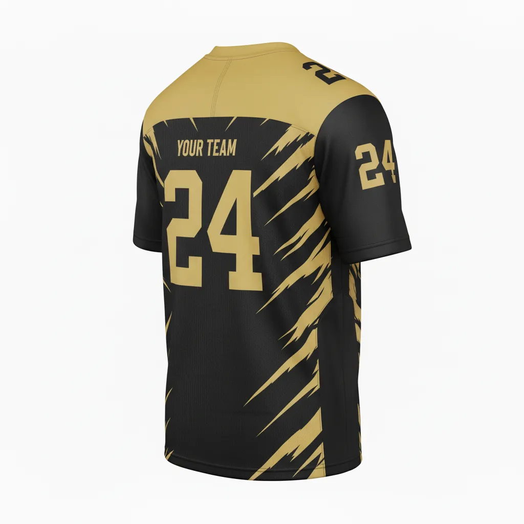 Custom Football Football Practice Jerseys - Black, Gold - Vegas Razor Slash - Back View - Kinexa Sportswear