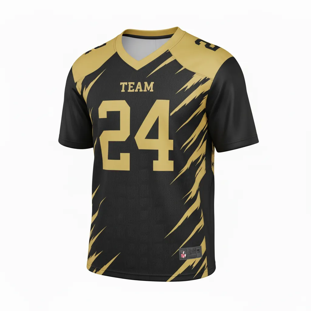 Custom Football Football Practice Jerseys - Black, Gold - Vegas Razor Slash - Front View - Kinexa Sportswear
