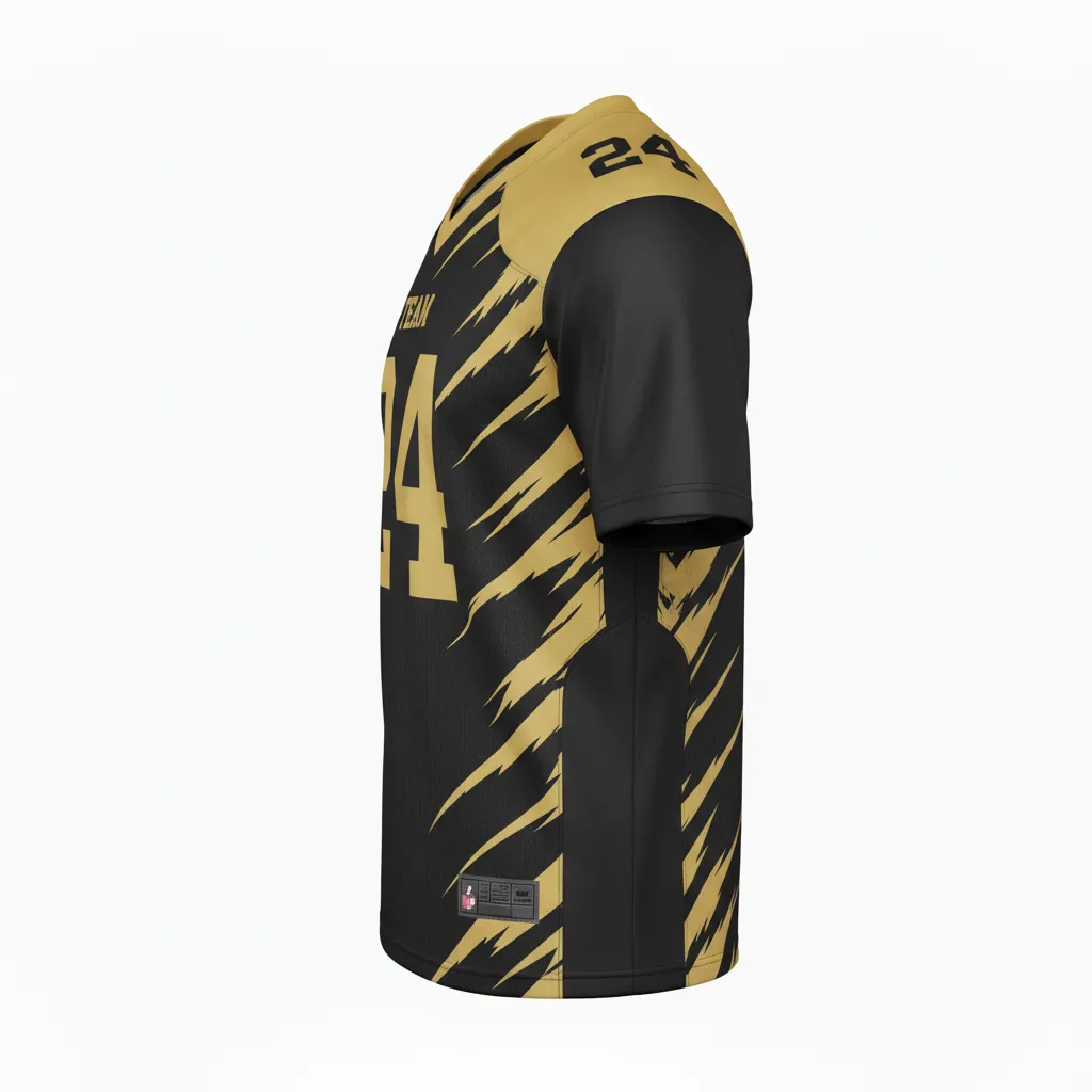 Custom Football Football Practice Jerseys - Black, Gold - Vegas Razor Slash - Side View - Kinexa Sportswear