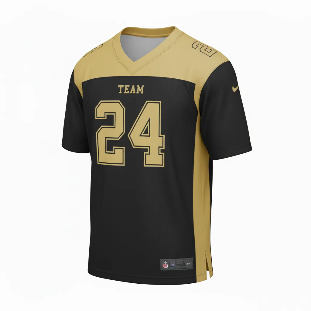Custom Football Football Practice Jerseys - Black, Gold - Vegas Side Panel - Front View - Kinexa Sportswear